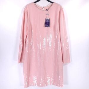 NWT RALPH LAUREN PURPLE LABEL ITALY🇮🇹MADE SILK Sequin Mini Dress LS Size 14‎